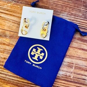 Tory Burch Small Gemini Link Hoop Earrings-New